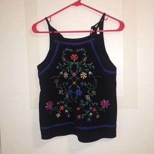 Cute black detailed tank top